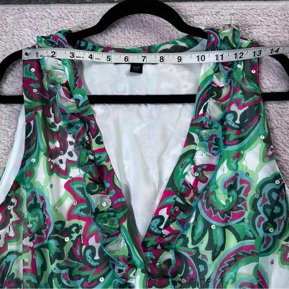 NWT Boston Proper Palma De Scrolls Ruffle Tiered Floral Green Maxi Dress XL - Picture 8 of 14